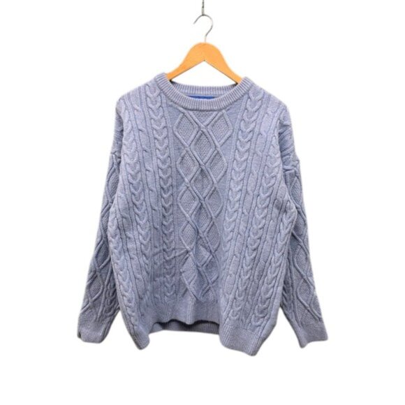 Aelfric Eden Men’s XS Blue Sweater Crew Neck Cable Knit Pullover Knitwear Casual - Picture 1 of 10